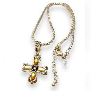 Cross Pendant Necklace 18” Gold and Plated Tone Snake Chain